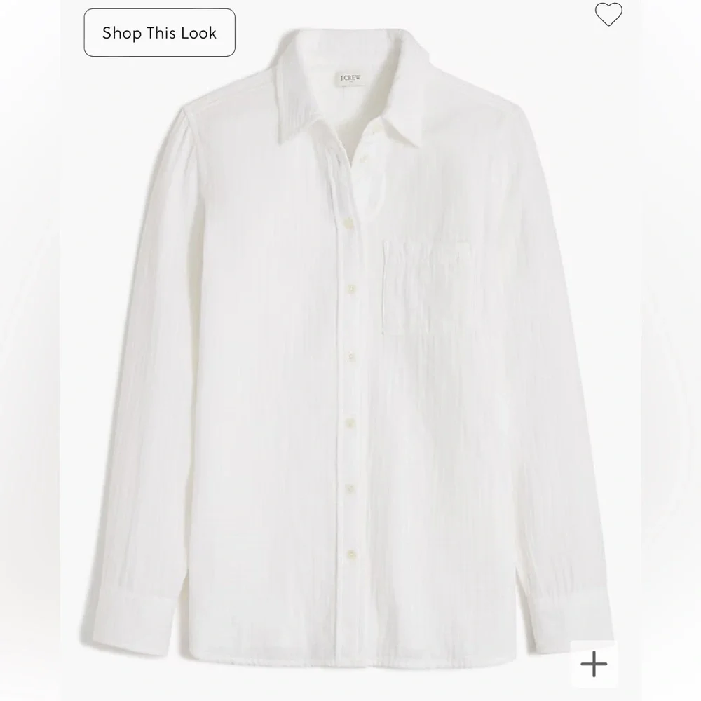 J crew white gauze button up shirt